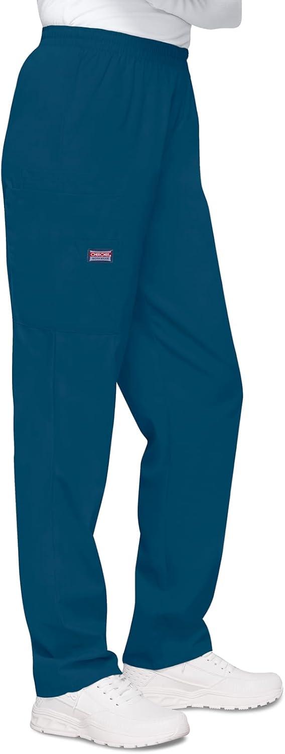 imageCherokee Scrubs for Women Cargo Pant Natural Rise Tapered PullOn Bottom with 4 Pockets Fade Resistant Fabric 4200Caribbean Blue
