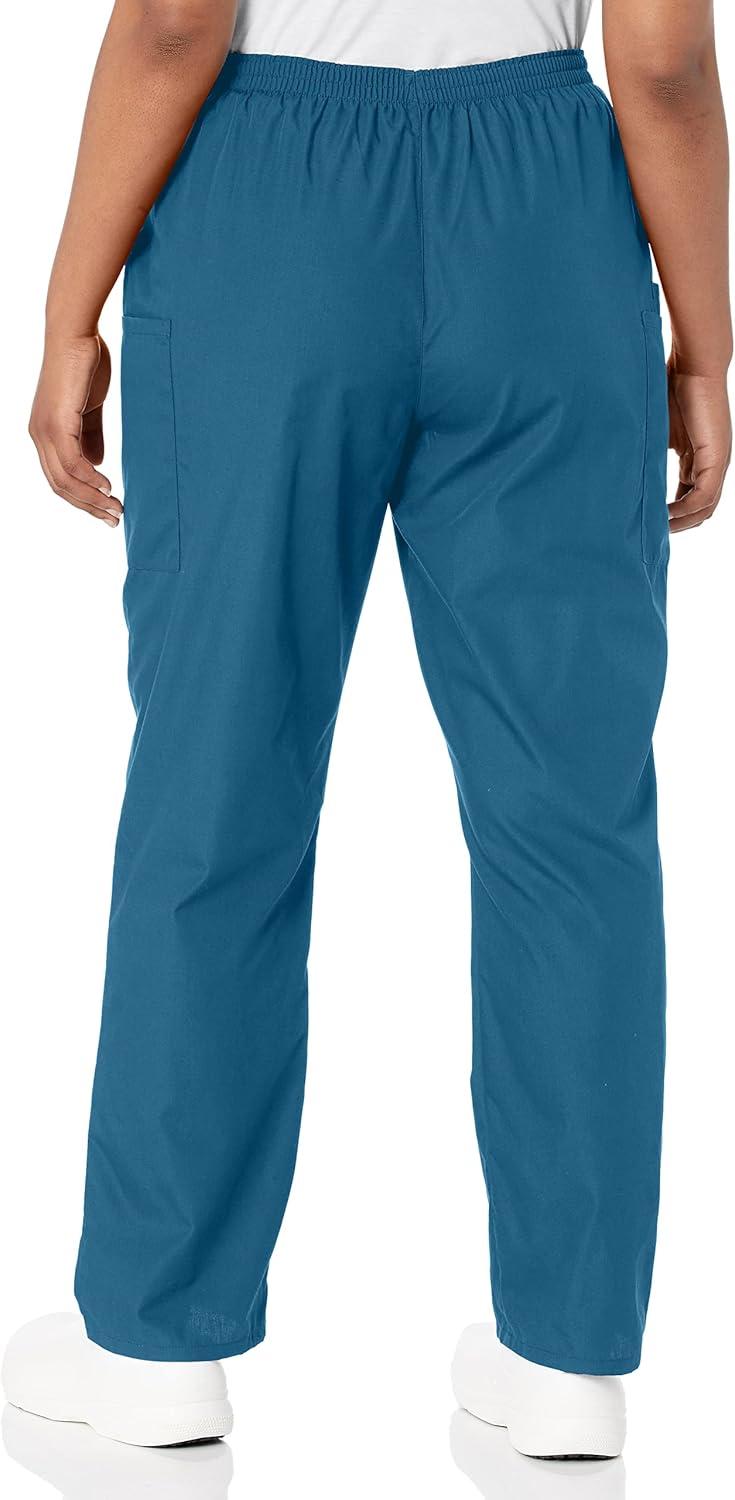 imageCherokee Scrubs for Women Cargo Pant Natural Rise Tapered PullOn Bottom with 4 Pockets Fade Resistant Fabric 4200Caribbean Blue