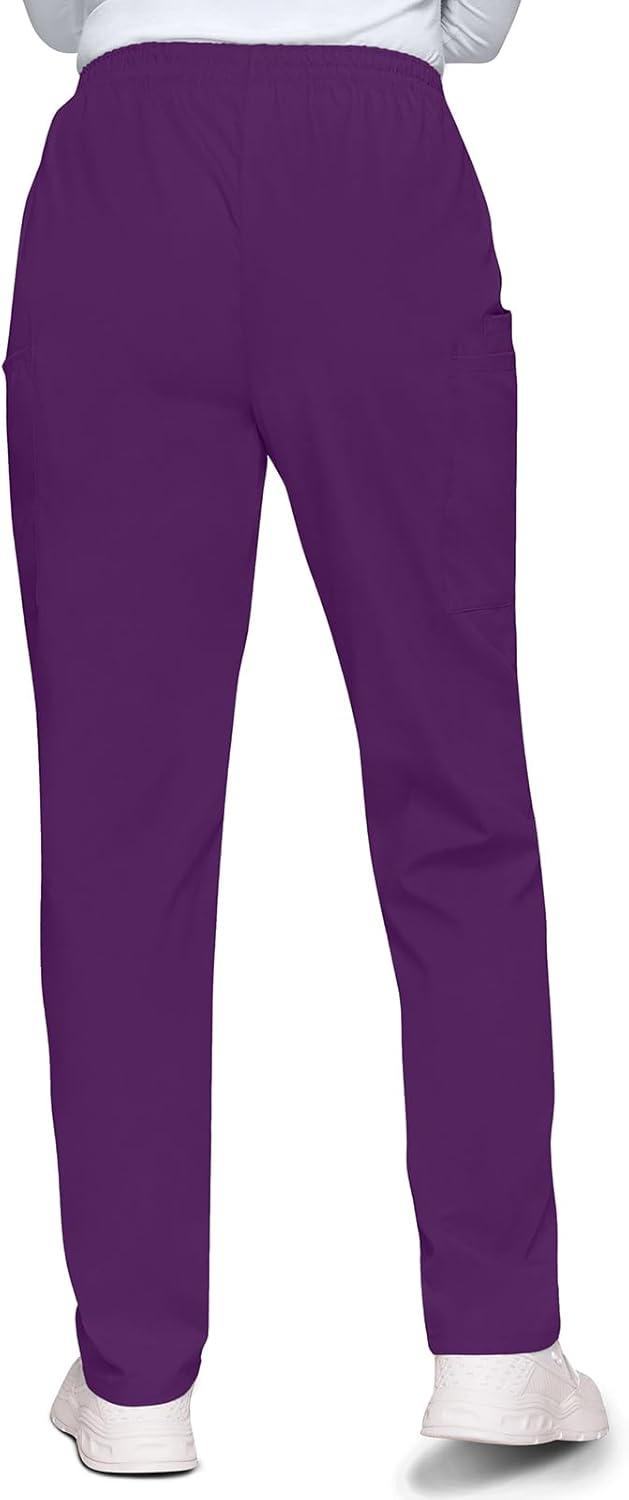 imageCherokee Scrubs for Women Cargo Pant Natural Rise Tapered PullOn Bottom with 4 Pockets Fade Resistant Fabric 4200Eggplant