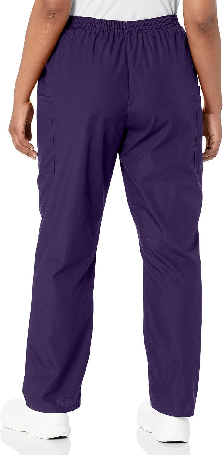 imageCherokee Scrubs for Women Cargo Pant Natural Rise Tapered PullOn Bottom with 4 Pockets Fade Resistant Fabric 4200Eggplant