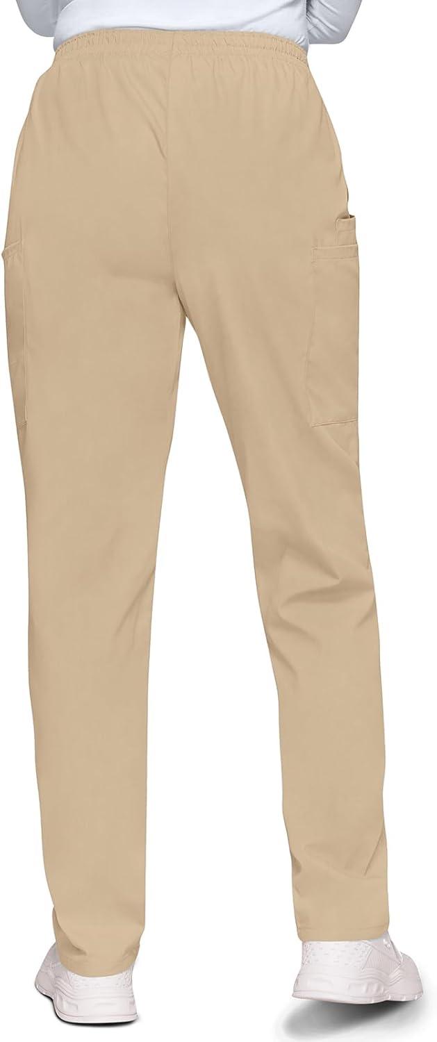 imageCherokee Scrubs for Women Cargo Pant Natural Rise Tapered PullOn Bottom with 4 Pockets Fade Resistant Fabric 4200Khaki