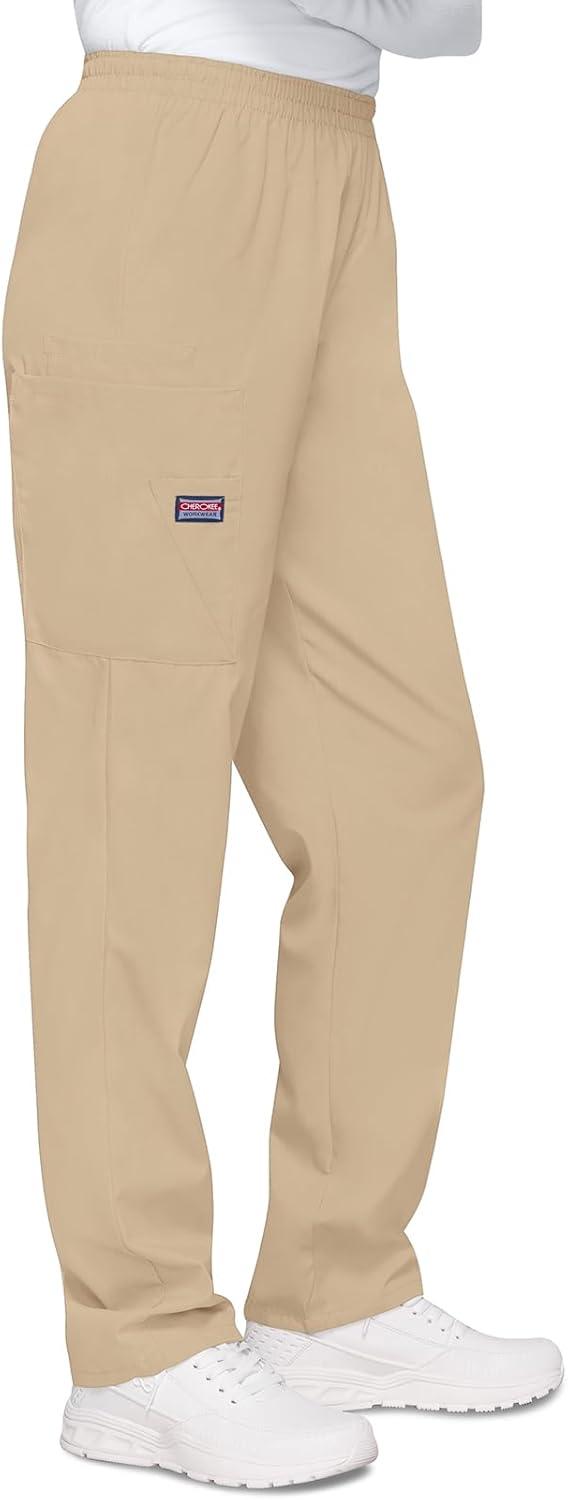 imageCherokee Scrubs for Women Cargo Pant Natural Rise Tapered PullOn Bottom with 4 Pockets Fade Resistant Fabric 4200Khaki