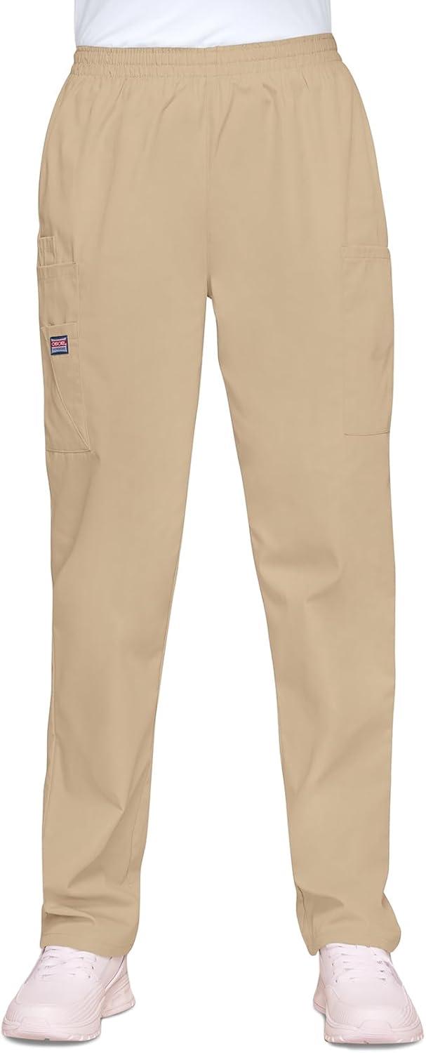 imageCherokee Scrubs for Women Cargo Pant Natural Rise Tapered PullOn Bottom with 4 Pockets Fade Resistant Fabric 4200Khaki