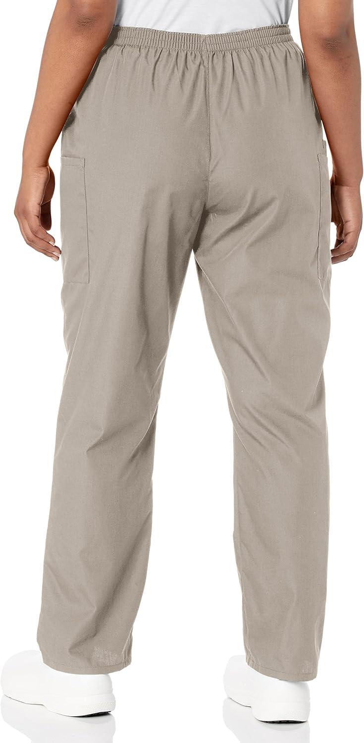 imageCherokee Scrubs for Women Cargo Pant Natural Rise Tapered PullOn Bottom with 4 Pockets Fade Resistant Fabric 4200Khaki