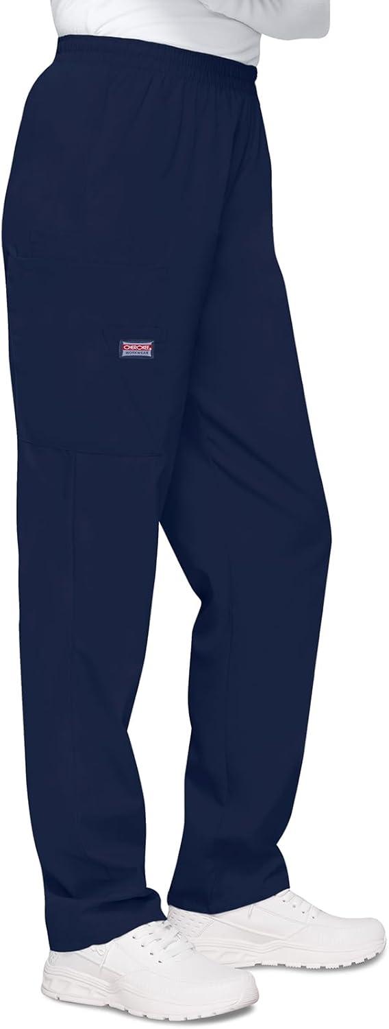 imageCherokee Scrubs for Women Cargo Pant Natural Rise Tapered PullOn Bottom with 4 Pockets Fade Resistant Fabric 4200Navy