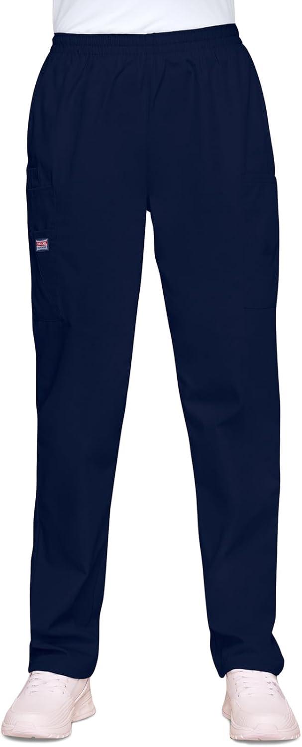 imageCherokee Scrubs for Women Cargo Pant Natural Rise Tapered PullOn Bottom with 4 Pockets Fade Resistant Fabric 4200Navy