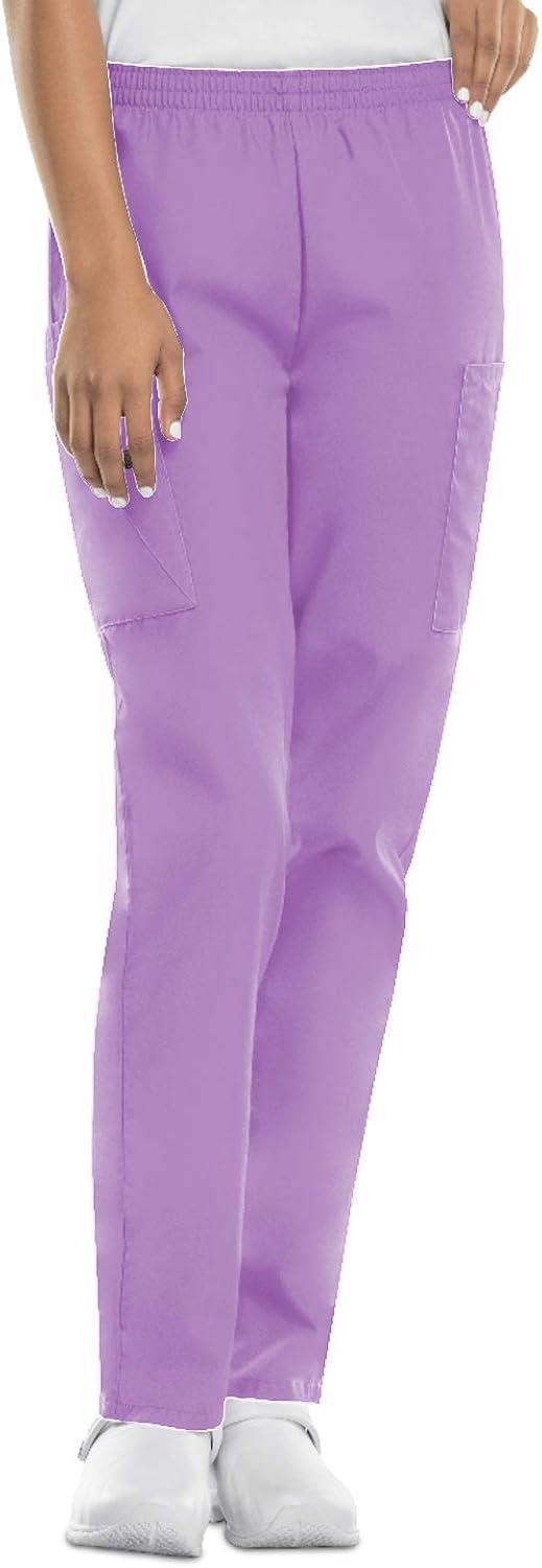 imageCherokee Scrubs for Women Cargo Pant Natural Rise Tapered PullOn Bottom with 4 Pockets Fade Resistant Fabric 4200Orchid
