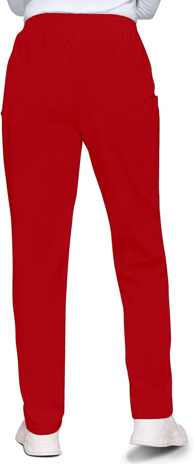 imageCherokee Scrubs for Women Cargo Pant Natural Rise Tapered PullOn Bottom with 4 Pockets Fade Resistant Fabric 4200Red