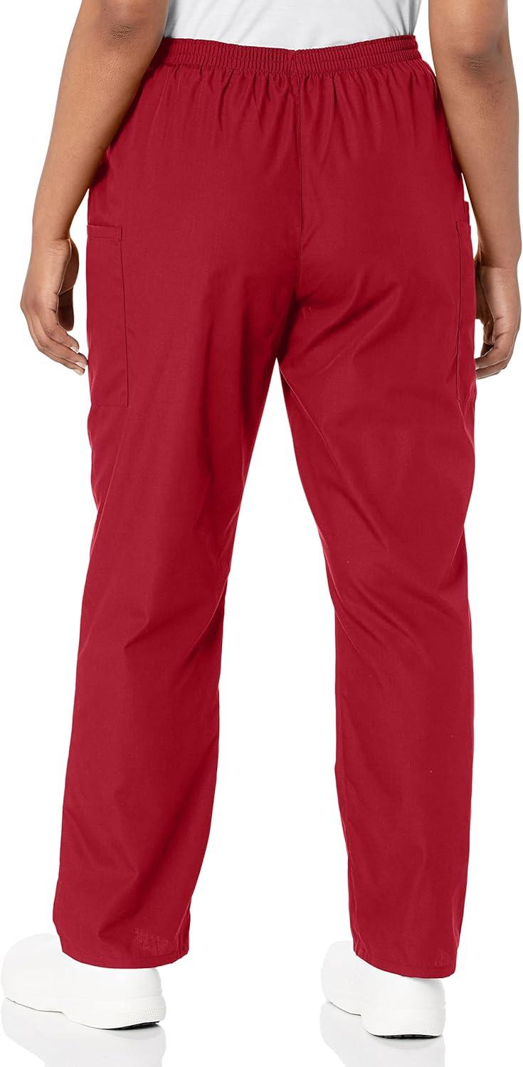 imageCherokee Scrubs for Women Cargo Pant Natural Rise Tapered PullOn Bottom with 4 Pockets Fade Resistant Fabric 4200Red