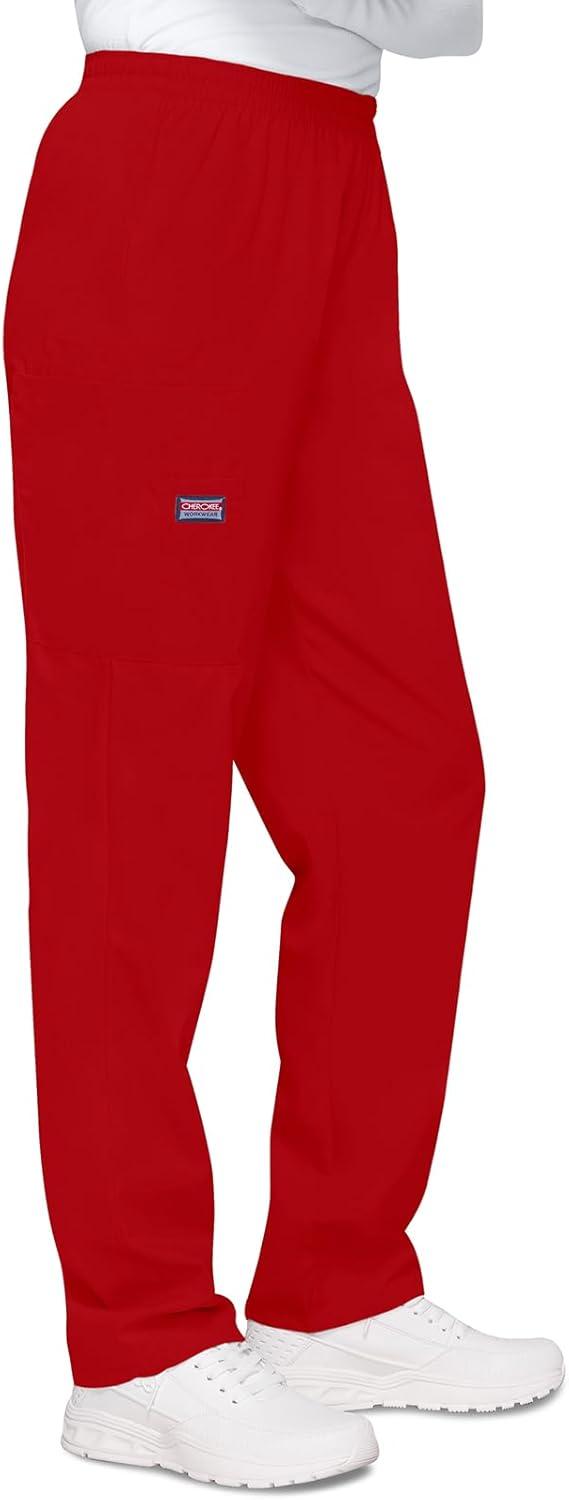 imageCherokee Scrubs for Women Cargo Pant Natural Rise Tapered PullOn Bottom with 4 Pockets Fade Resistant Fabric 4200Red