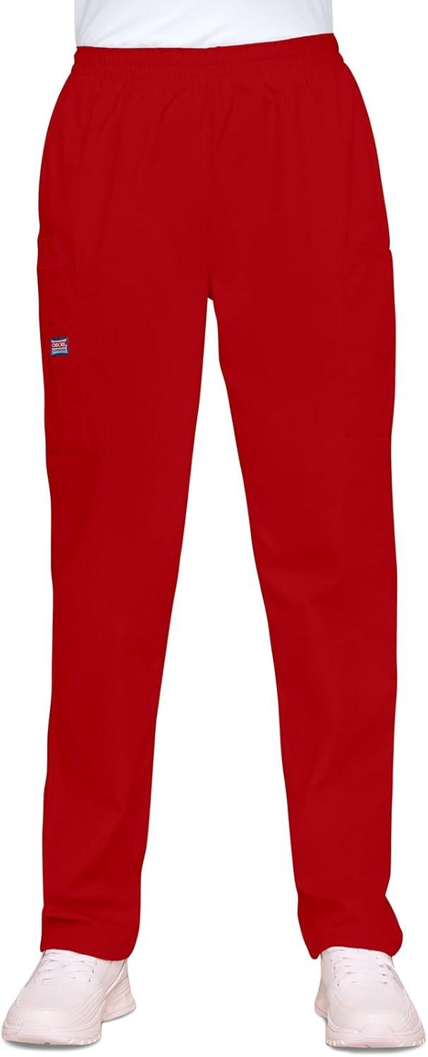 imageCherokee Scrubs for Women Cargo Pant Natural Rise Tapered PullOn Bottom with 4 Pockets Fade Resistant Fabric 4200Red