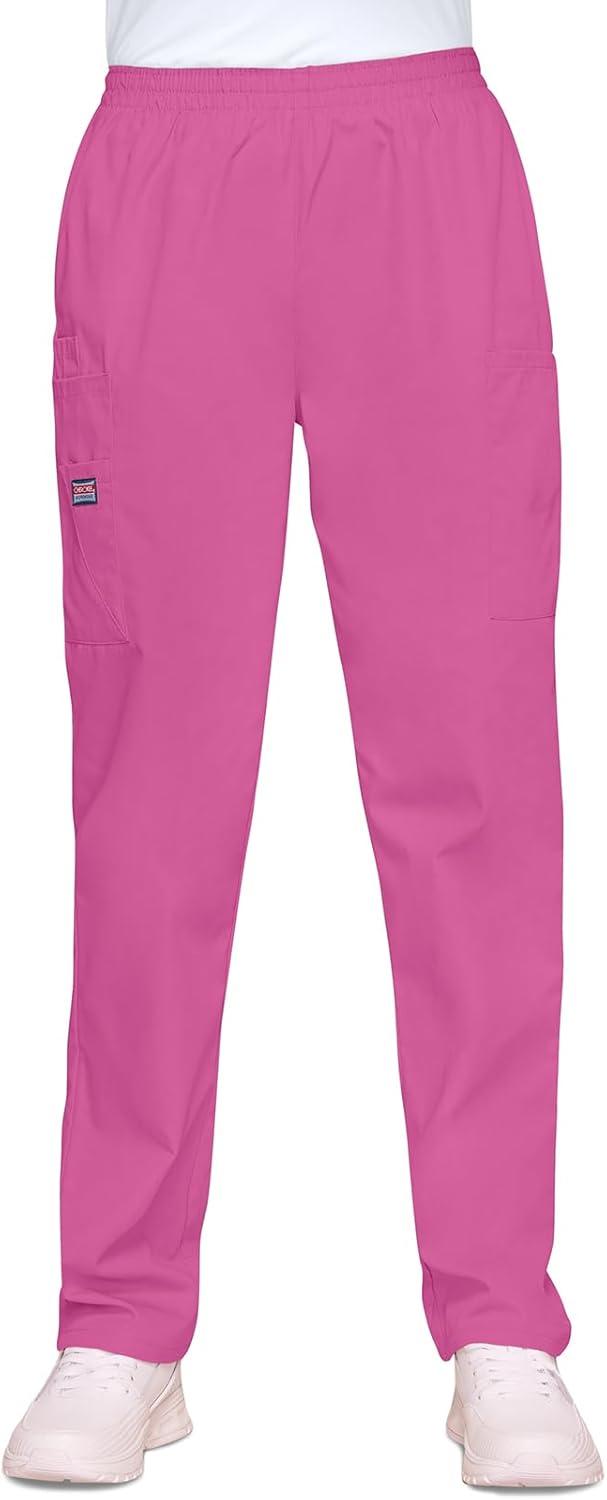 imageCherokee Scrubs for Women Cargo Pant Natural Rise Tapered PullOn Bottom with 4 Pockets Fade Resistant Fabric 4200Shocking Pink