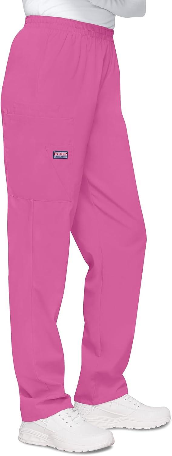 imageCherokee Scrubs for Women Cargo Pant Natural Rise Tapered PullOn Bottom with 4 Pockets Fade Resistant Fabric 4200Shocking Pink