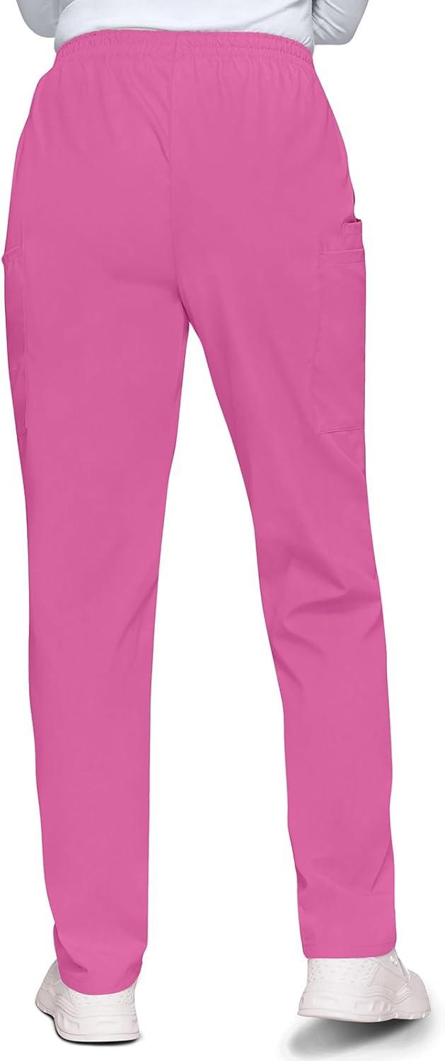 imageCherokee Scrubs for Women Cargo Pant Natural Rise Tapered PullOn Bottom with 4 Pockets Fade Resistant Fabric 4200Shocking Pink
