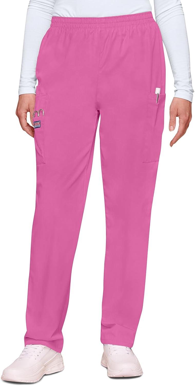 imageCherokee Scrubs for Women Cargo Pant Natural Rise Tapered PullOn Bottom with 4 Pockets Fade Resistant Fabric 4200Shocking Pink