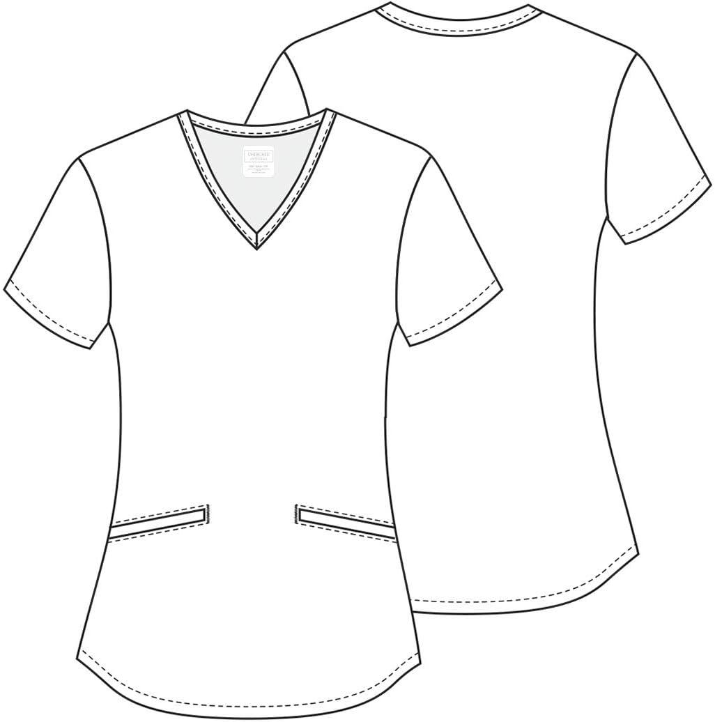 imageCherokee Scrubs for Women Printed VNeck Scrub Top with Modern Classic Fit with 2 Welt Pockets amp Shirttail Hem CK637Science Friends