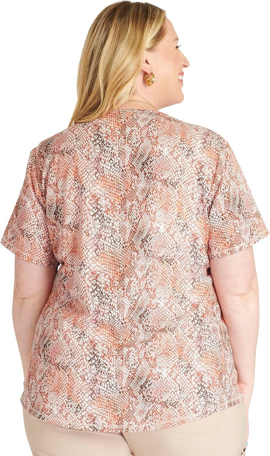 imageCherokee Scrubs for Women VNeck Printed Top Modern Classic Fit with 3 Pockets Knit Details amp Side Vents CK678Python Perfection