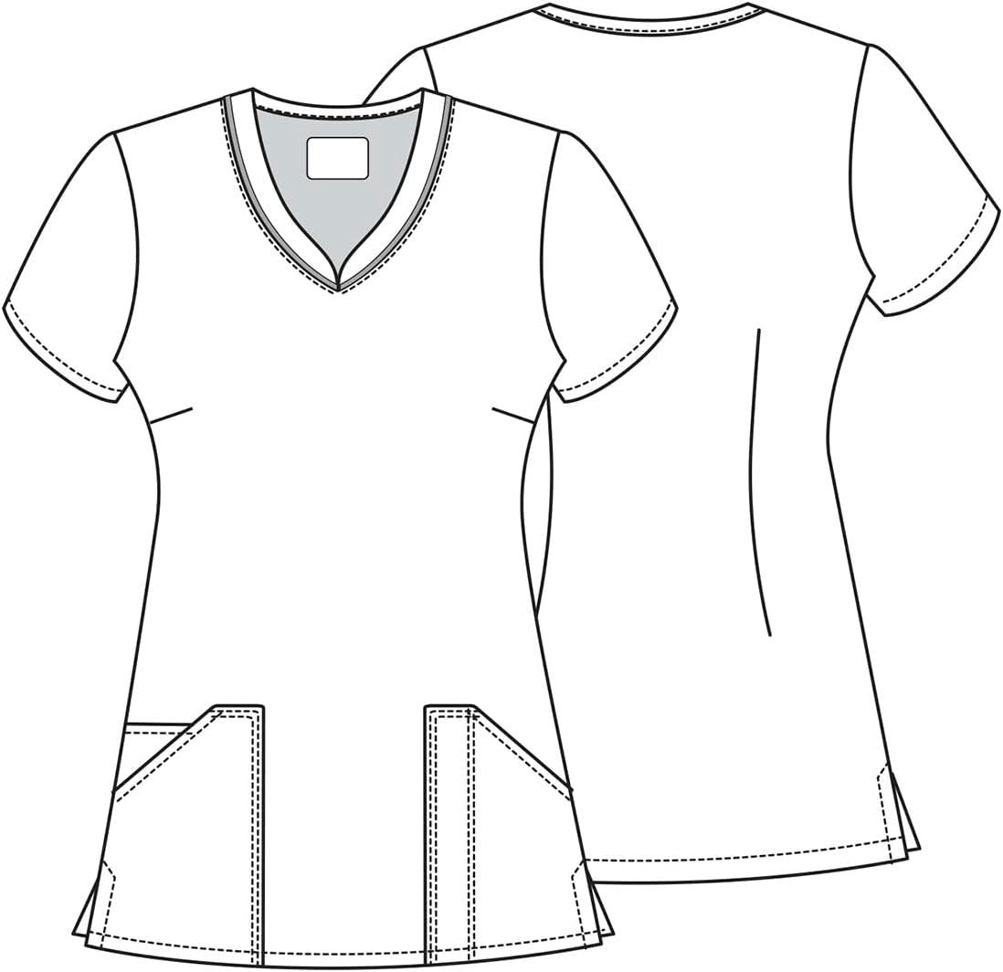 imageCherokee Scrubs for Women VNeck Printed Top Modern Classic Fit with 3 Pockets Knit Details amp Side Vents CK678Sweet Tooth