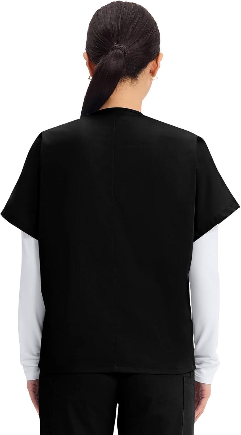 imageCherokee Scrubs for Women and Men Unisex VNeck Tunic Nursing Scrub Top with Chest Pocket Tuckable Durable Fabric 4777Black