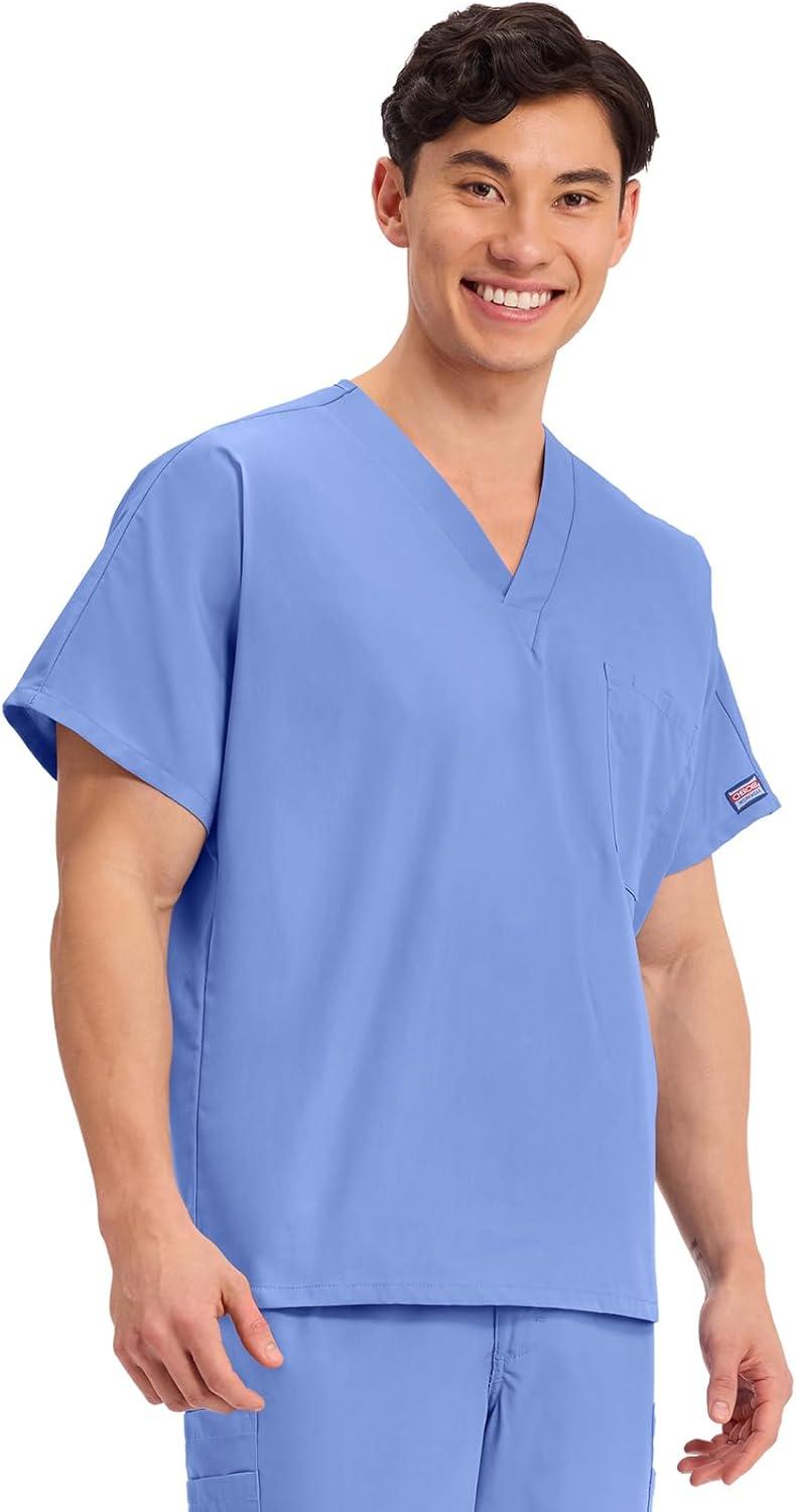 imageCherokee Scrubs for Women and Men Unisex VNeck Tunic Nursing Scrub Top with Chest Pocket Tuckable Durable Fabric 4777Ciel