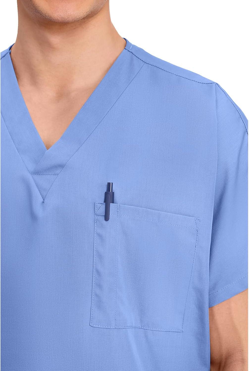 imageCherokee Scrubs for Women and Men Unisex VNeck Tunic Nursing Scrub Top with Chest Pocket Tuckable Durable Fabric 4777Ciel