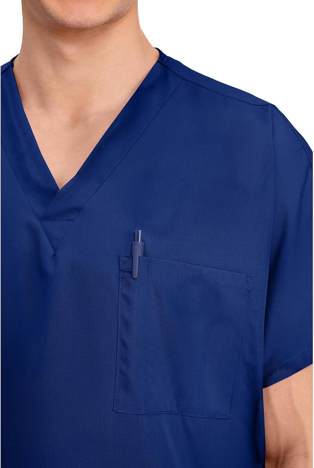 imageCherokee Scrubs for Women and Men Unisex VNeck Tunic Nursing Scrub Top with Chest Pocket Tuckable Durable Fabric 4777Galaxy Blue