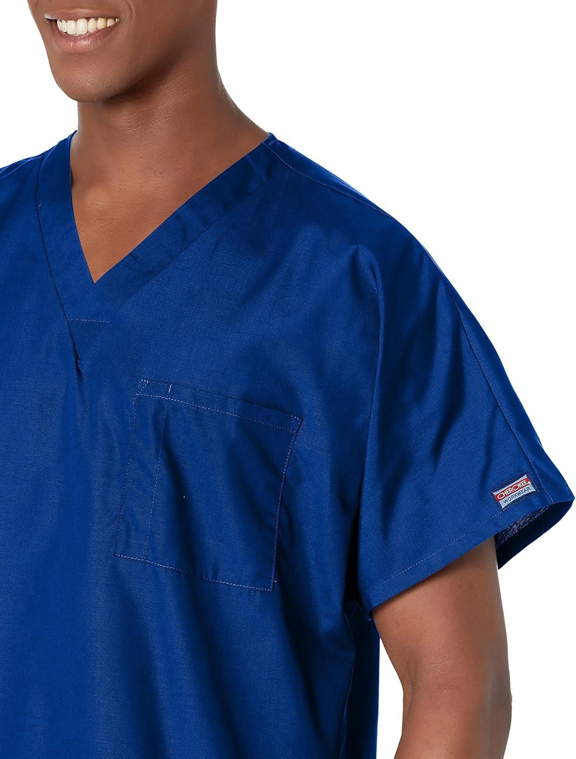 imageCherokee Scrubs for Women and Men Unisex VNeck Tunic Nursing Scrub Top with Chest Pocket Tuckable Durable Fabric 4777Galaxy Blue