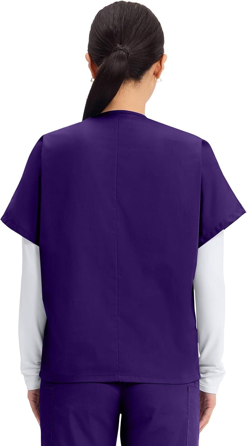 imageCherokee Scrubs for Women and Men Unisex VNeck Tunic Nursing Scrub Top with Chest Pocket Tuckable Durable Fabric 4777Grape