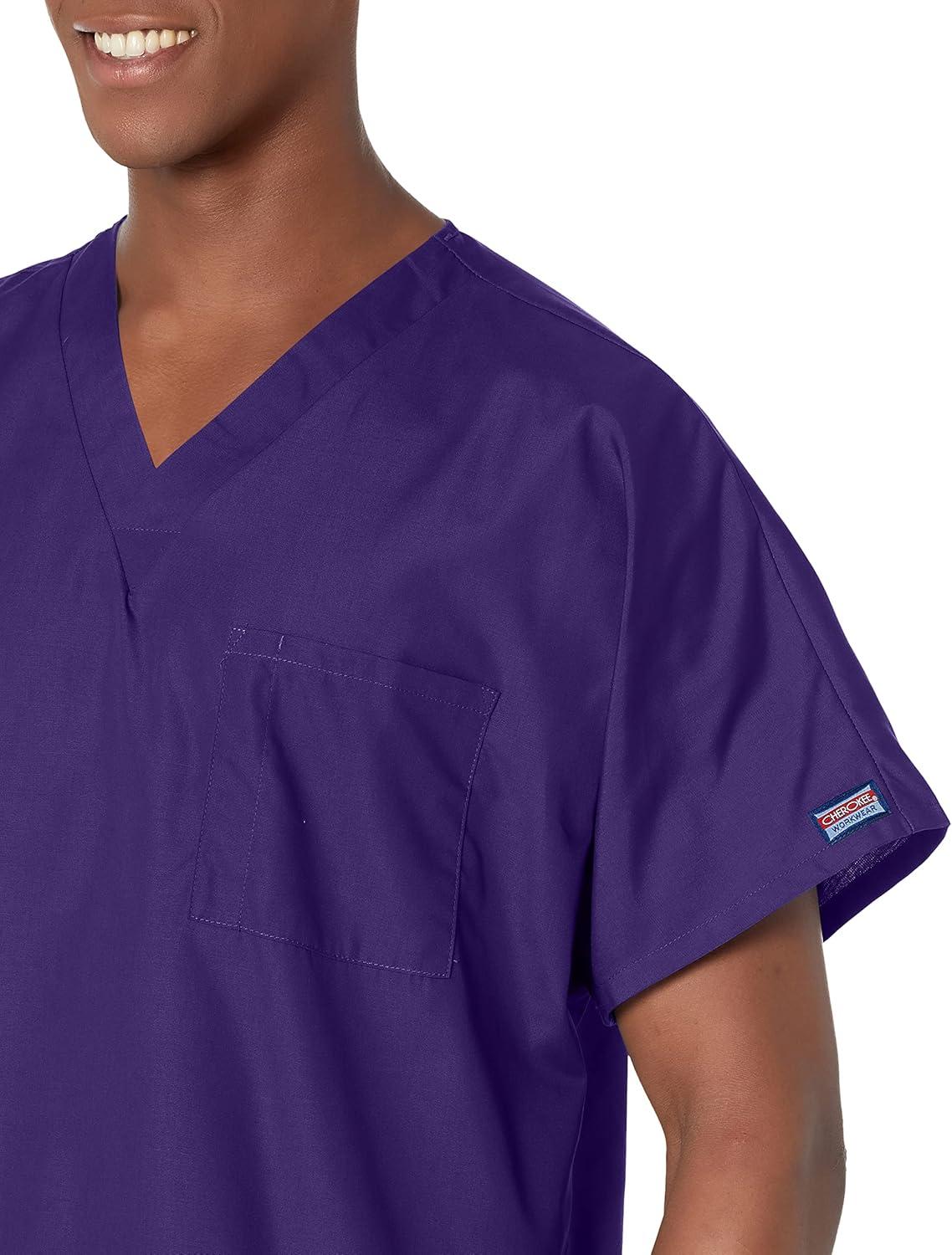 imageCherokee Scrubs for Women and Men Unisex VNeck Tunic Nursing Scrub Top with Chest Pocket Tuckable Durable Fabric 4777Grape