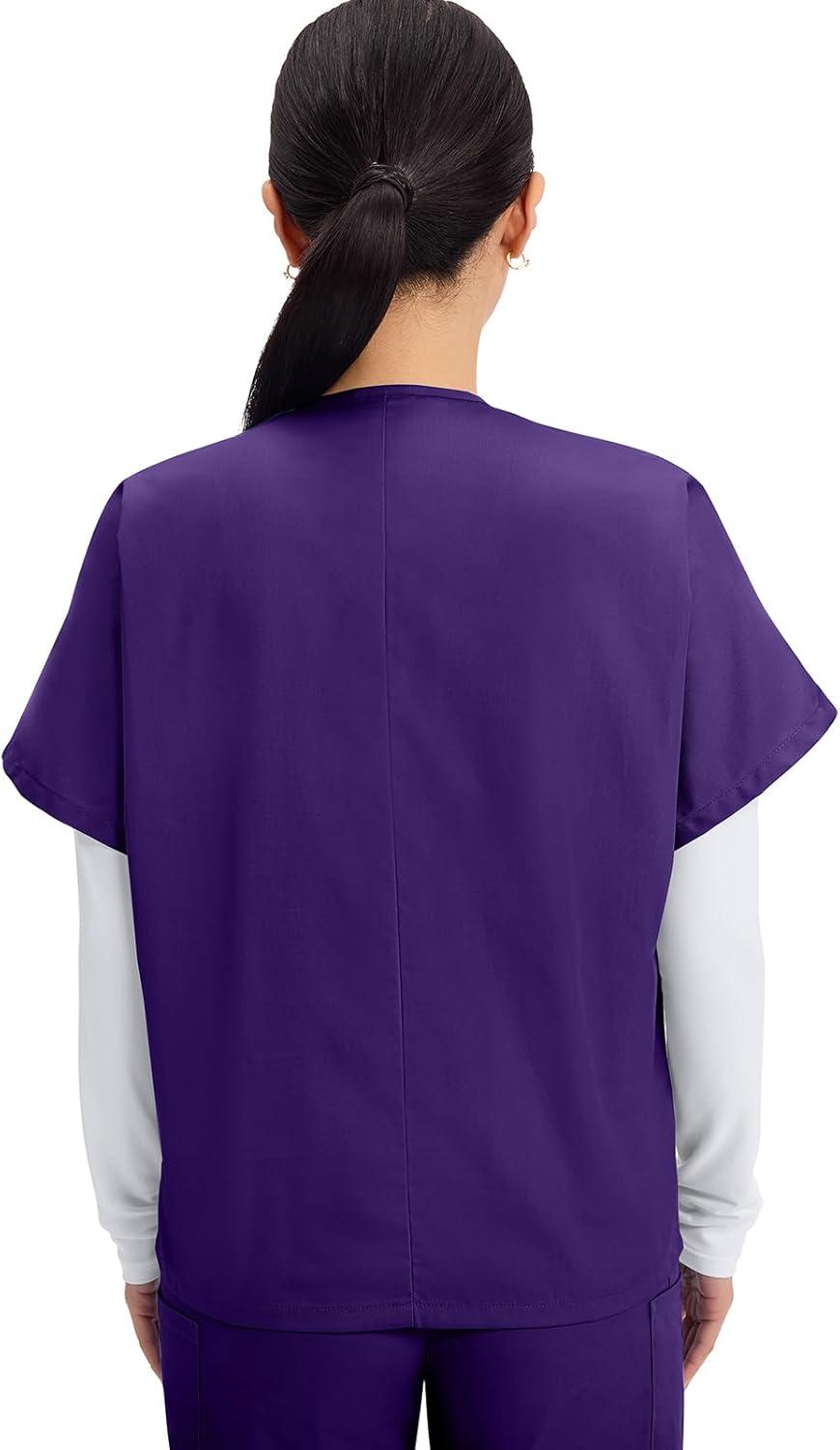 imageCherokee Scrubs for Women and Men Unisex VNeck Tunic Nursing Scrub Top with Chest Pocket Tuckable Durable Fabric 4777Grape