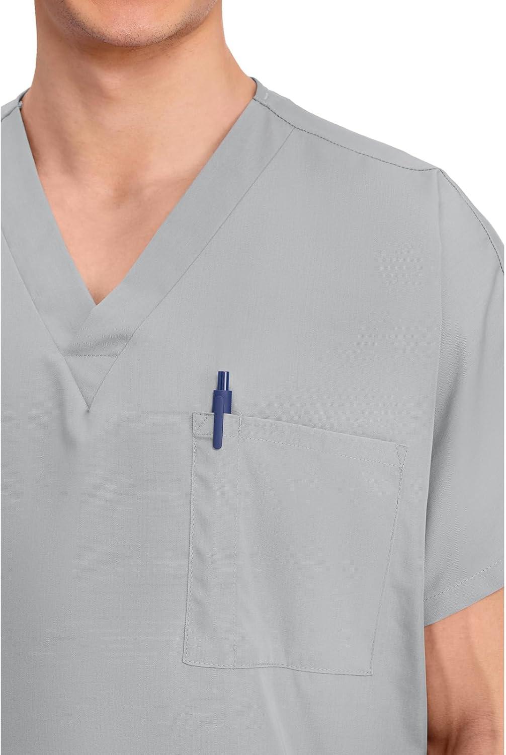 imageCherokee Scrubs for Women and Men Unisex VNeck Tunic Nursing Scrub Top with Chest Pocket Tuckable Durable Fabric 4777Grey