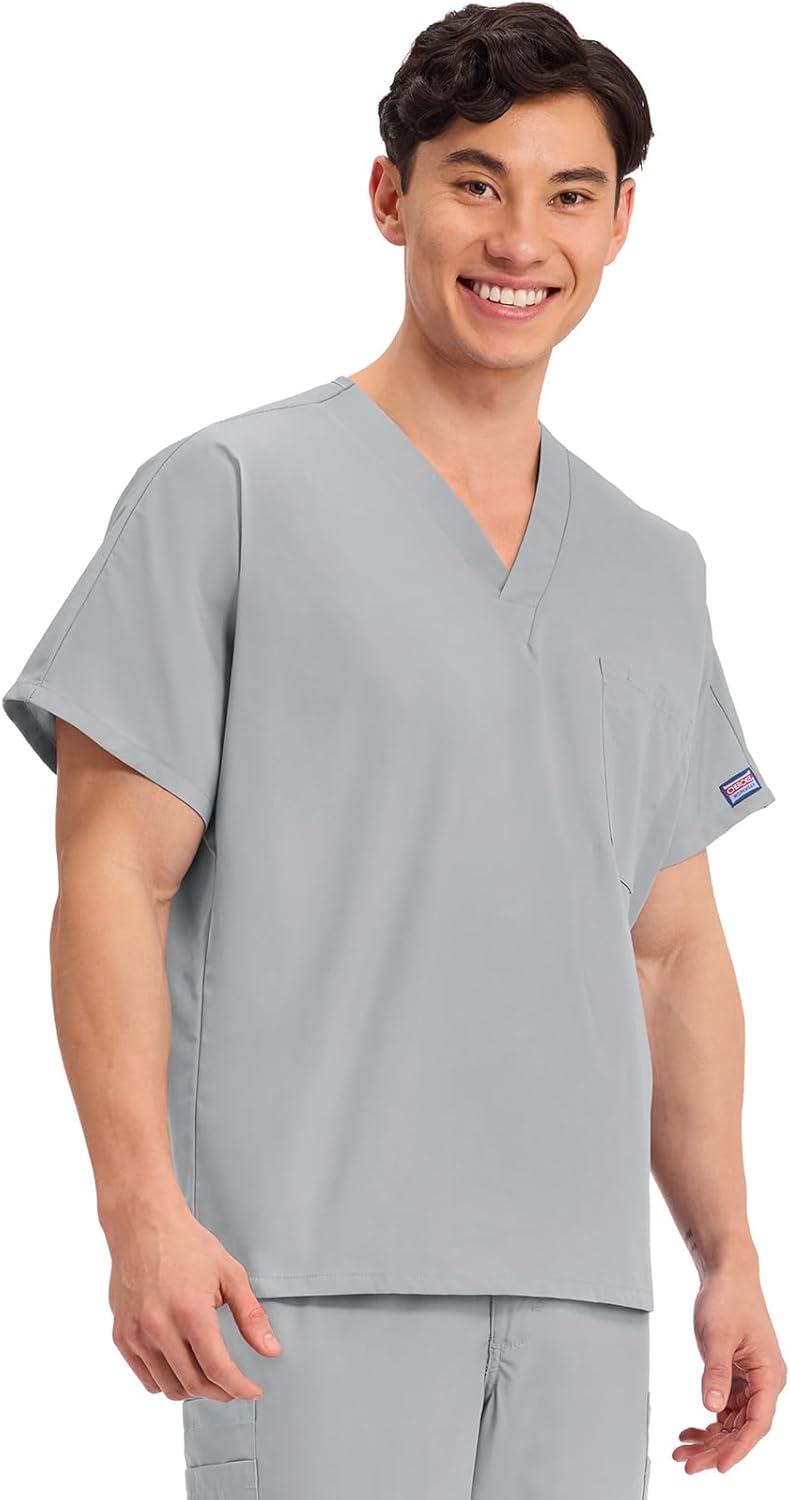 imageCherokee Scrubs for Women and Men Unisex VNeck Tunic Nursing Scrub Top with Chest Pocket Tuckable Durable Fabric 4777Grey