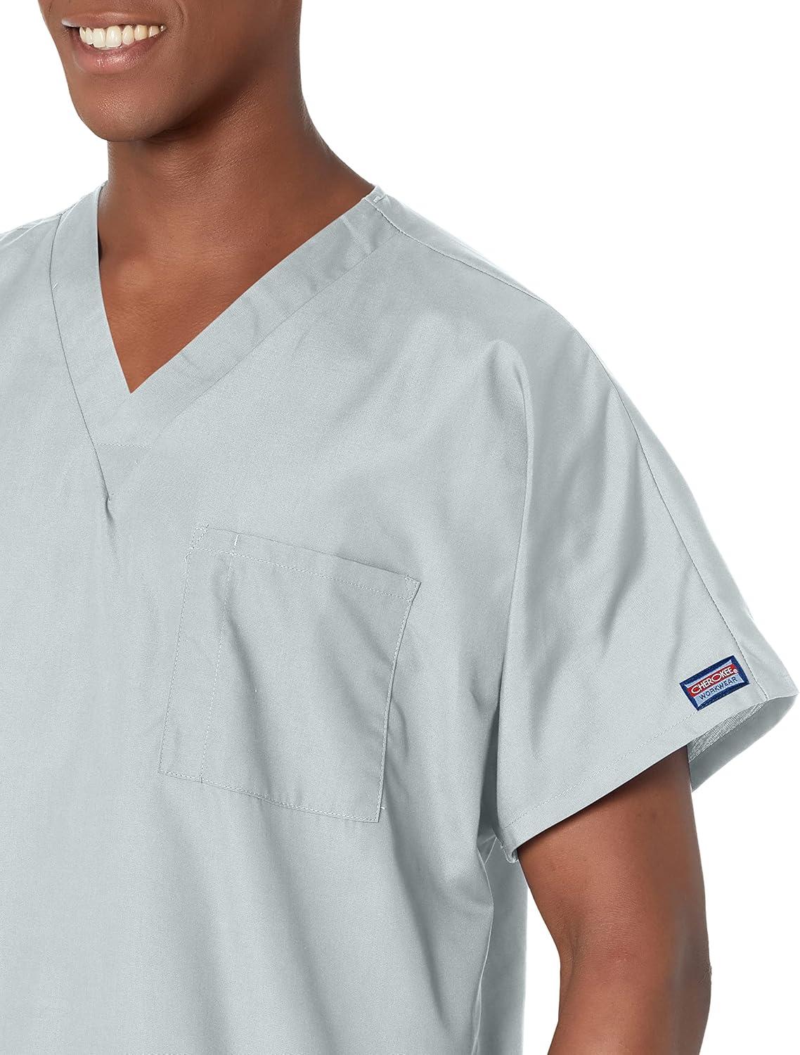 imageCherokee Scrubs for Women and Men Unisex VNeck Tunic Nursing Scrub Top with Chest Pocket Tuckable Durable Fabric 4777Grey