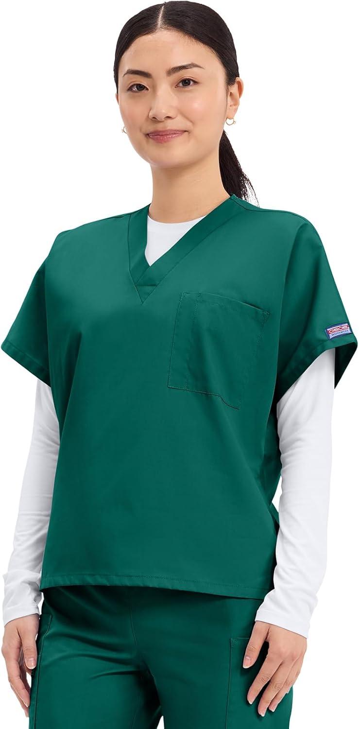 imageCherokee Scrubs for Women and Men Unisex VNeck Tunic Nursing Scrub Top with Chest Pocket Tuckable Durable Fabric 4777Hunter
