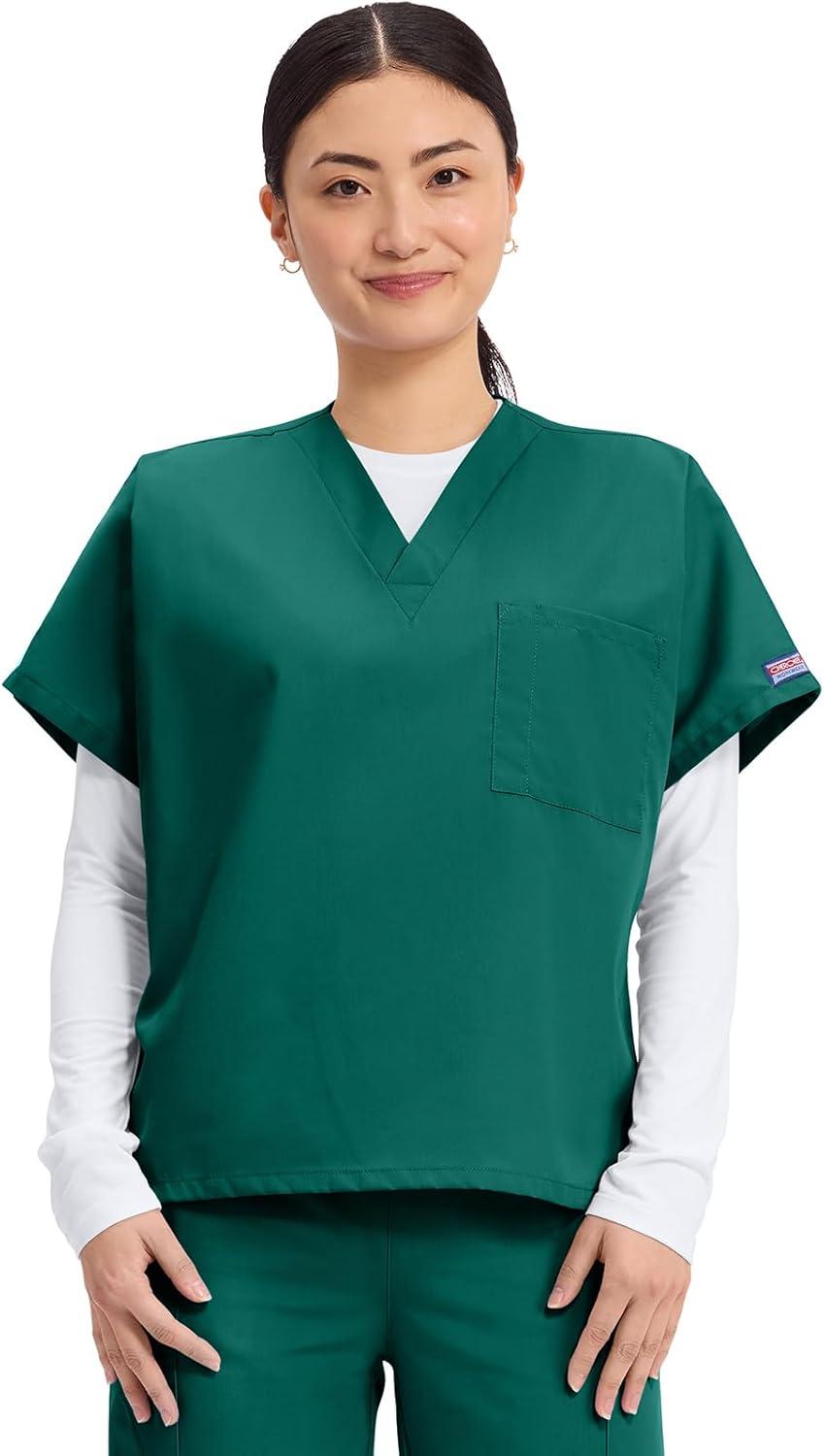 imageCherokee Scrubs for Women and Men Unisex VNeck Tunic Nursing Scrub Top with Chest Pocket Tuckable Durable Fabric 4777Hunter