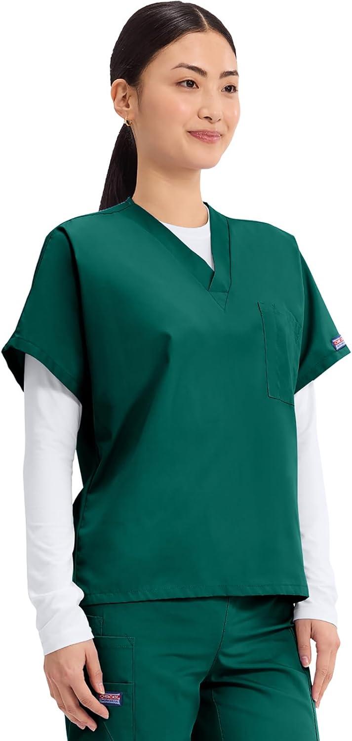 imageCherokee Scrubs for Women and Men Unisex VNeck Tunic Nursing Scrub Top with Chest Pocket Tuckable Durable Fabric 4777Hunter