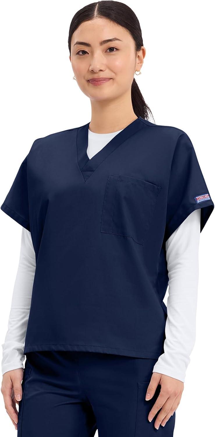 imageCherokee Scrubs for Women and Men Unisex VNeck Tunic Nursing Scrub Top with Chest Pocket Tuckable Durable Fabric 4777Navy