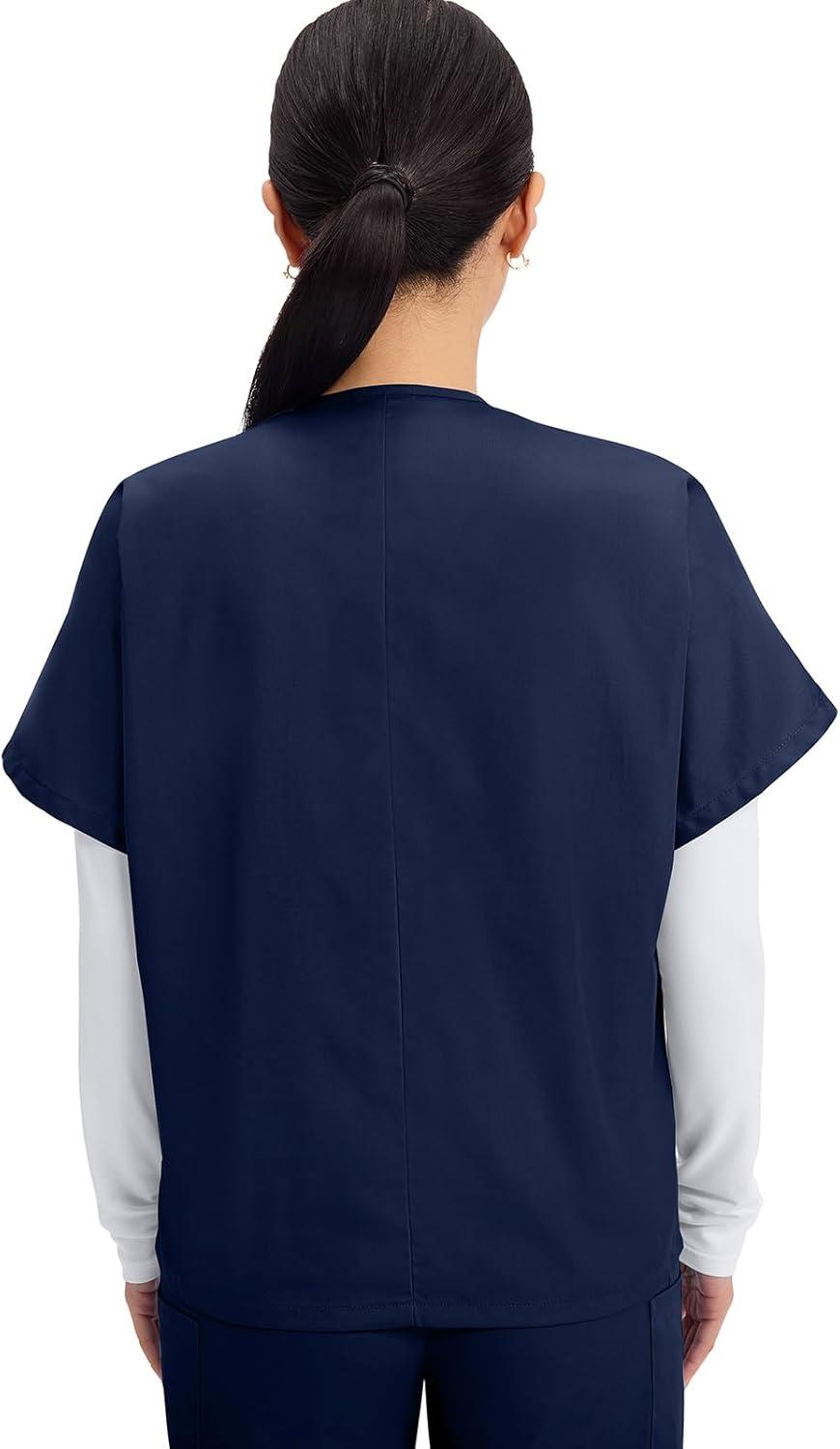 imageCherokee Scrubs for Women and Men Unisex VNeck Tunic Nursing Scrub Top with Chest Pocket Tuckable Durable Fabric 4777Navy