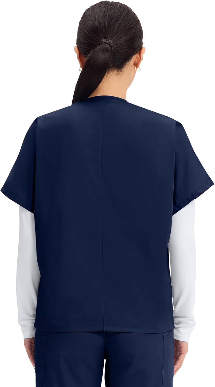 imageCherokee Scrubs for Women and Men Unisex VNeck Tunic Nursing Scrub Top with Chest Pocket Tuckable Durable Fabric 4777Navy
