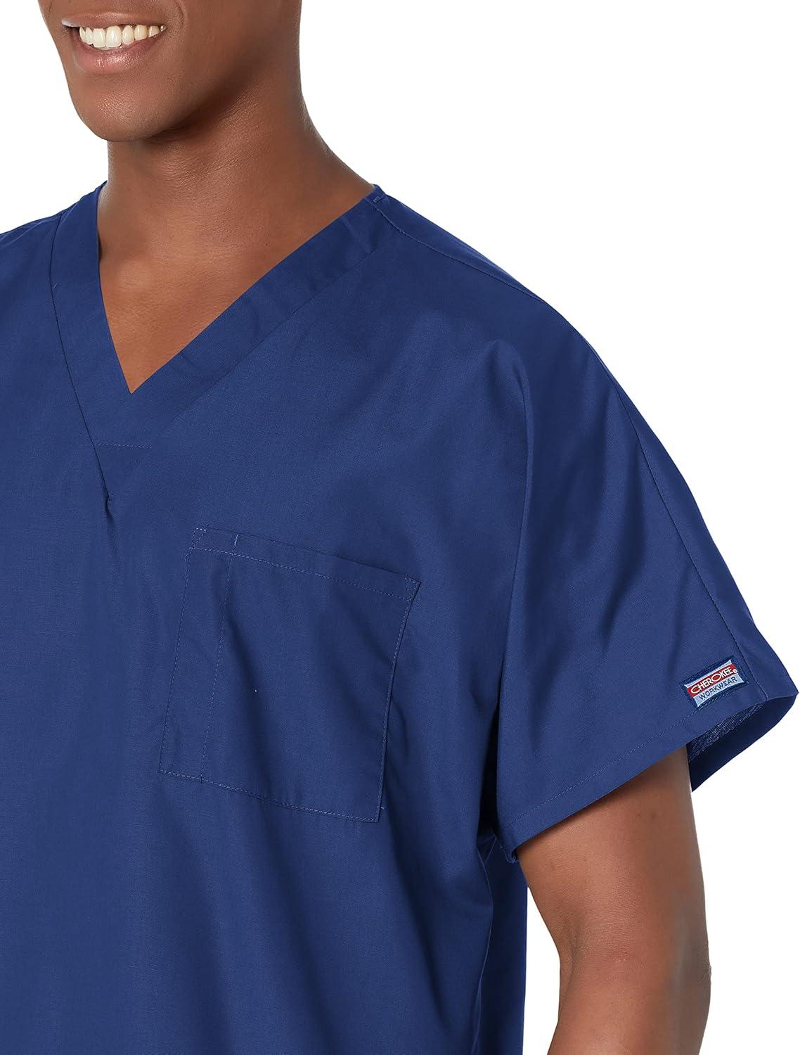 imageCherokee Scrubs for Women and Men Unisex VNeck Tunic Nursing Scrub Top with Chest Pocket Tuckable Durable Fabric 4777Navy