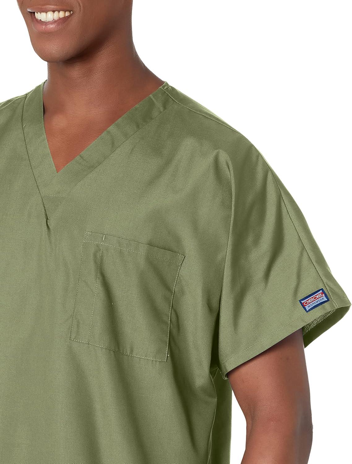 imageCherokee Scrubs for Women and Men Unisex VNeck Tunic Nursing Scrub Top with Chest Pocket Tuckable Durable Fabric 4777Olive