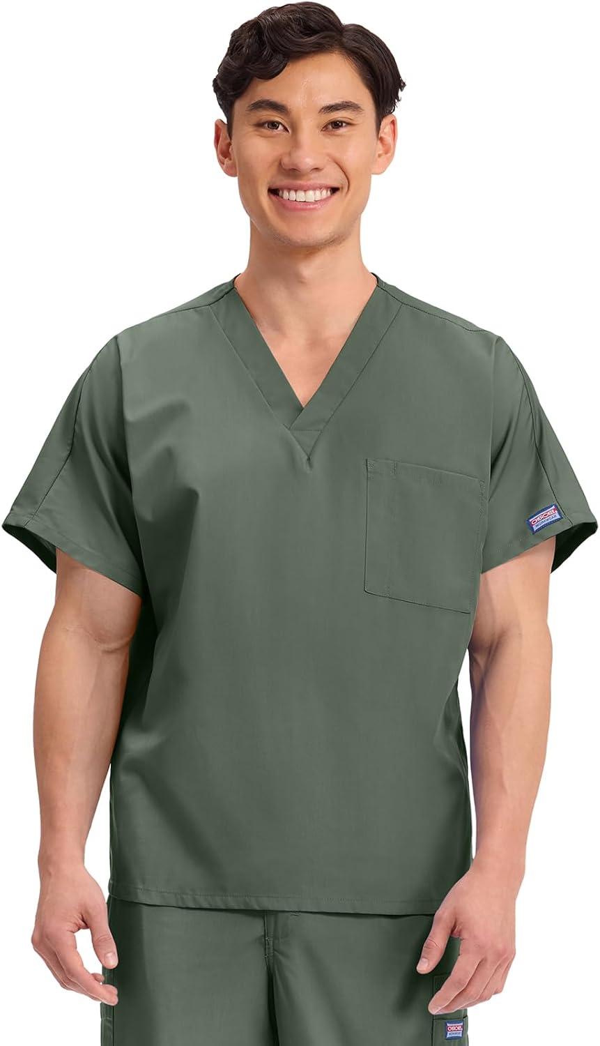 imageCherokee Scrubs for Women and Men Unisex VNeck Tunic Nursing Scrub Top with Chest Pocket Tuckable Durable Fabric 4777Olive