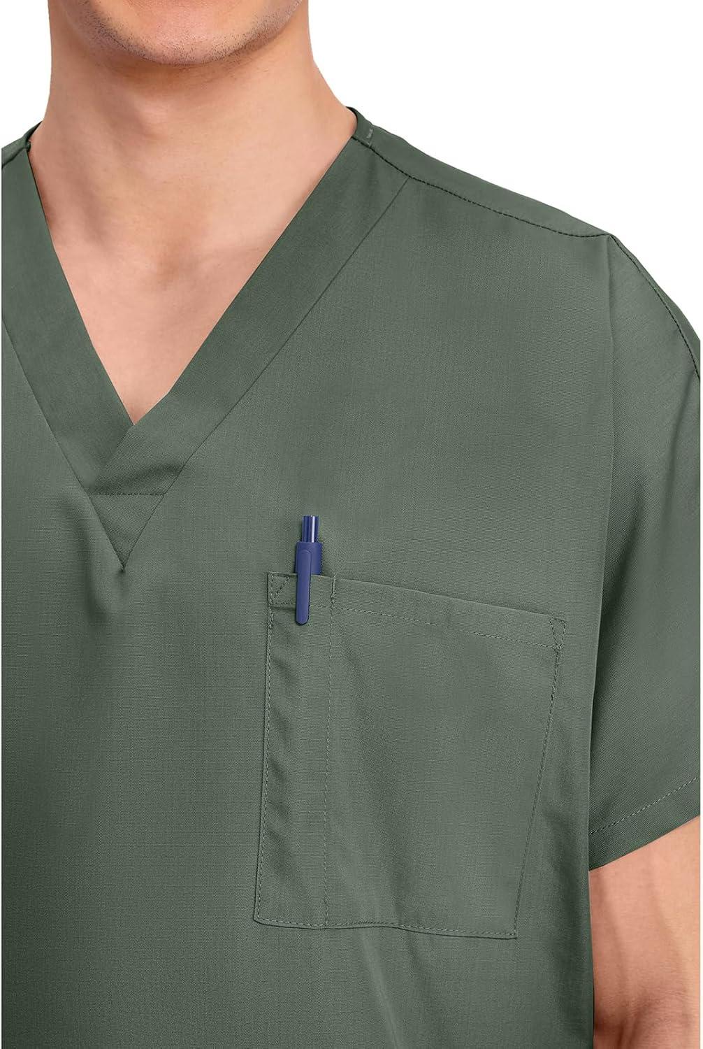imageCherokee Scrubs for Women and Men Unisex VNeck Tunic Nursing Scrub Top with Chest Pocket Tuckable Durable Fabric 4777Olive