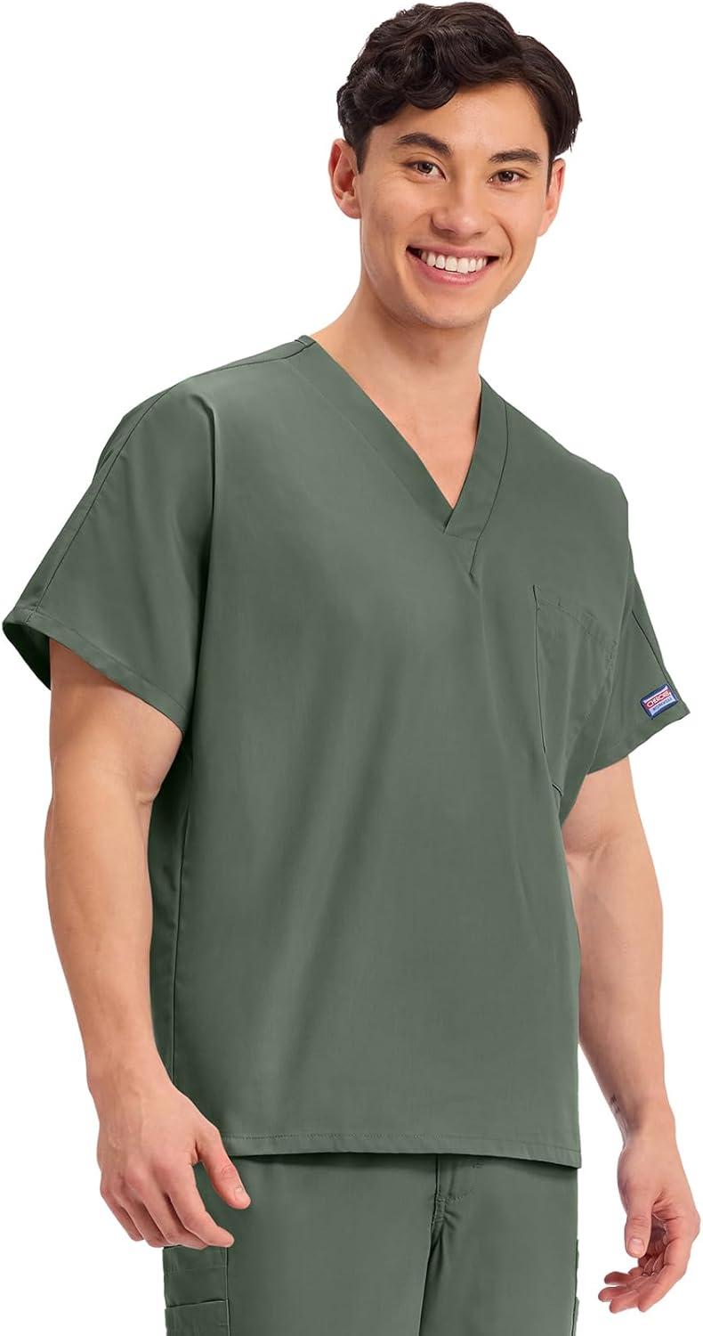 imageCherokee Scrubs for Women and Men Unisex VNeck Tunic Nursing Scrub Top with Chest Pocket Tuckable Durable Fabric 4777Olive