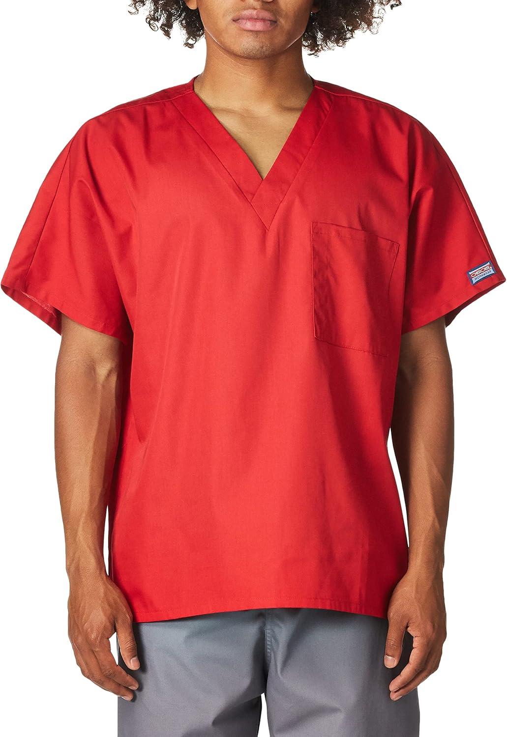 imageCherokee Scrubs for Women and Men Unisex VNeck Tunic Nursing Scrub Top with Chest Pocket Tuckable Durable Fabric 4777Red