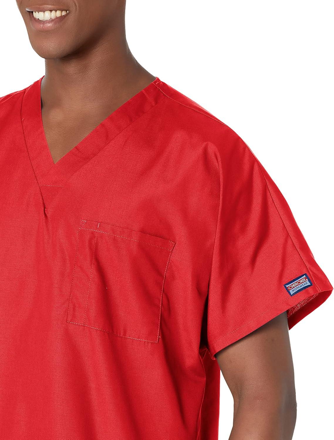 imageCherokee Scrubs for Women and Men Unisex VNeck Tunic Nursing Scrub Top with Chest Pocket Tuckable Durable Fabric 4777Red