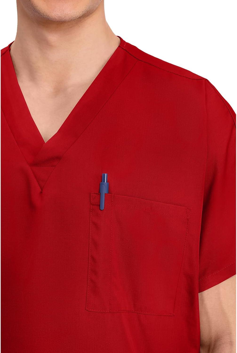 imageCherokee Scrubs for Women and Men Unisex VNeck Tunic Nursing Scrub Top with Chest Pocket Tuckable Durable Fabric 4777Red