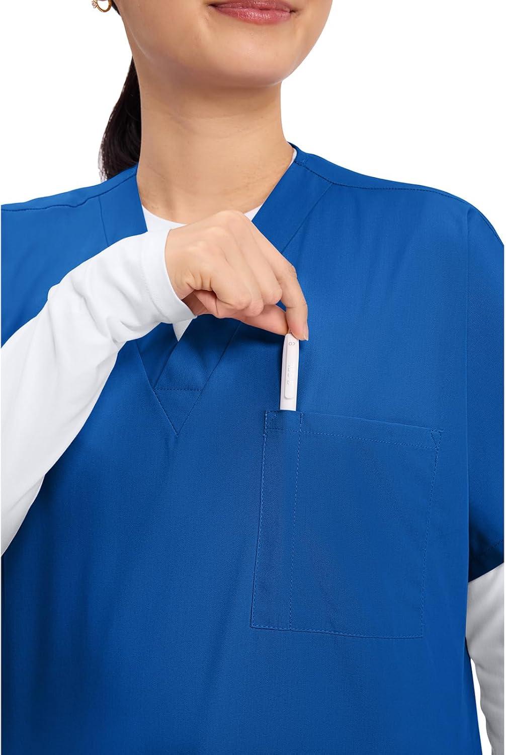 imageCherokee Scrubs for Women and Men Unisex VNeck Tunic Nursing Scrub Top with Chest Pocket Tuckable Durable Fabric 4777Royal