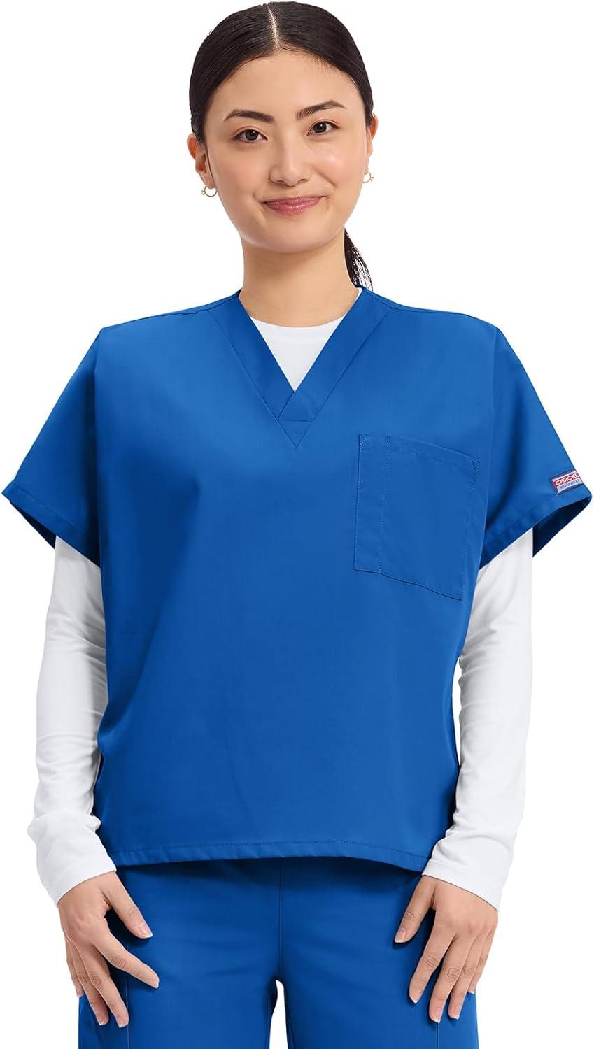 imageCherokee Scrubs for Women and Men Unisex VNeck Tunic Nursing Scrub Top with Chest Pocket Tuckable Durable Fabric 4777Royal