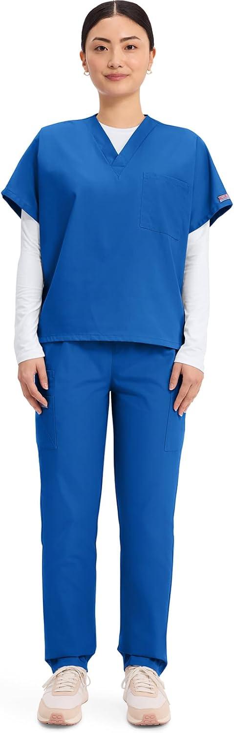 imageCherokee Scrubs for Women and Men Unisex VNeck Tunic Nursing Scrub Top with Chest Pocket Tuckable Durable Fabric 4777Royal